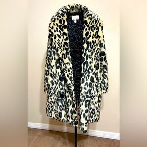 H&M Faux Fur Leopard Print Coat